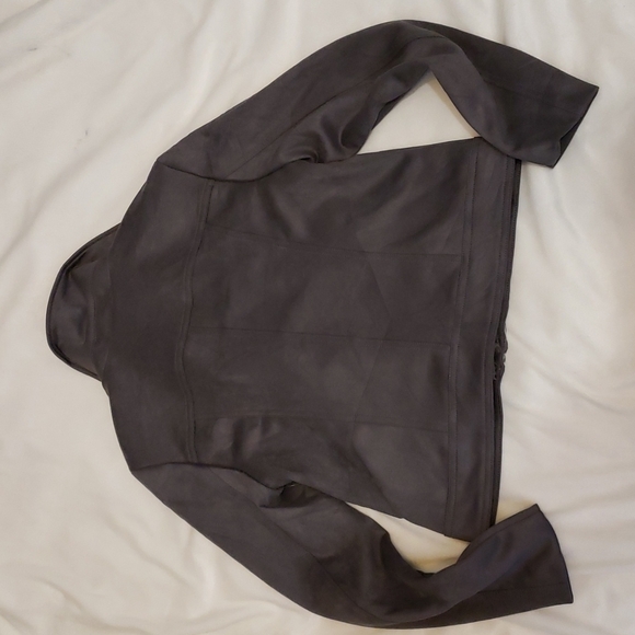 NEW Philosophy Faux Suede Leather Moto Jacket Small Crop Heavy Coat Summer Fall - Picture 15 of 16